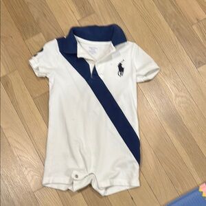 White and Navy Polo Romper